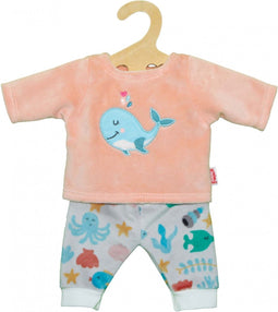 Poppenjurk Pyjama Roze Walvis, 35-45 cm