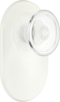 PopSockets PopGrip - Telefoonbutton en Standaard compatibel met een magnetische ring voor iPhone 12 en hoger - Doorzichtig en Wit