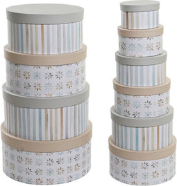 Set van opstapelbare opbergboxen DKD Home Decor Multicolour Karton 37,5 x 37,5 x 18 cm