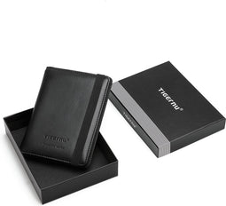 Portemonnee heren - Portefeuille - ECHT LEER - RFID anti skim - Cadeau voor heren - Zwart