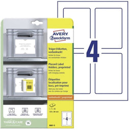 Positioneer etiket Avery voorbedrukt 120x80mm 5 vel 4 etiketten per vel 3-talig