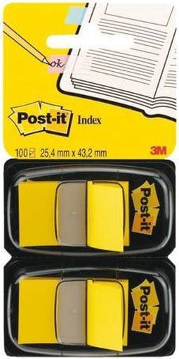 Post-it index standaard | ft 24 | 4 x 43 | 2 mm | houder met 2 x 50 tabs | geel