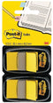Post-it index standaard | ft 24 | 4 x 43 | 2 mm | houder met 2 x 50 tabs | geel