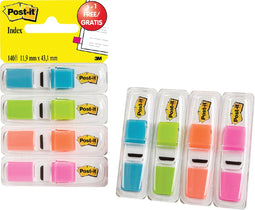 Post-it® kleine Indextabs in een plastic dispenser, gemengde kleuren, 3x35/verpakking, + 35 GRATIS kleine Indextabs