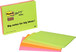 Post-it® Meeting Notes, Groen, Roze, Oranje, Geel, 149 x 200 mm, 4 Blokken, 45 Blaadjes/Blok