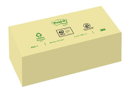 Post-it - Memoblok 3m post-it 653 38x51mm recycle geel | 96 stuks