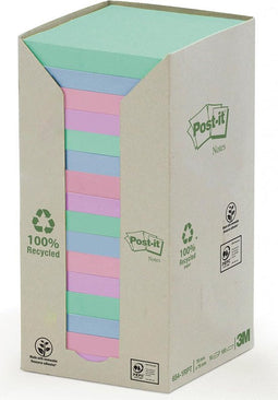 Post-it - Memoblok 654 76x76mm recycled rainbow pastel