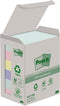 Post-it recycled notes Nature, 100 vel, ft 38 x 51 mm, pak van 6 blokken, geassorteerde kleuren