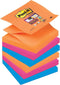 Post-it® Super Sticky Color Z-Notes, Bangkok color collection, 76 mm x 76 mm, 6 pads, 90 sheets