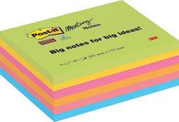 Post-it Super Sticky Meeting notes | 45 vel | ft 203 x 153 mm | geassorteerde kleuren | pak van 6 blokken