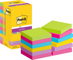 Post-It Super Sticky Notes | 90 vel | ft 76 x 76 mm | assorti | pak van 12 blokken