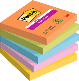 Post-it Super Sticky notes Boost | 90 vel | ft 76 x 76 mm | geassorteerde kleuren | pak van 5 blokken