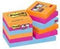 Post-it® Super Sticky Notes, Kleurenset Bangkok, Neon oranje, Neon roze, Electric blauw, 47,6mm x 47,6 mm, 12 blokken