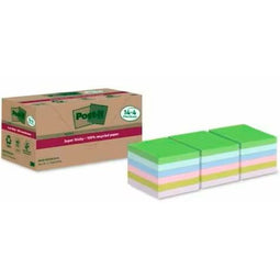 Post-it Super Sticky Notes Recycled | 70 vel | ft 76 x 76 mm | assorti | 14 + 4 GRATIS