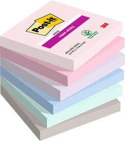 Post-it Super Sticky notes Soulful | 90 vel | ft 76 x 76 mm | geassorteerde kleuren | pak van 6 blokken