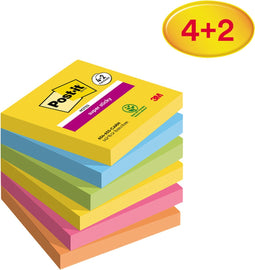 Post-it Super Sticky - Super Sticky notes Carnival | 90 vel | ft 76 x 76 mm | 4 + 2 GRATIS