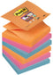 Post-it® Super Sticky Z-Notes, Kleurenset Bora Bora, poppy, neon groen, aquawave, 76 mm x 76 mm, 6 blokken