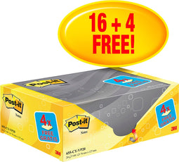 Post-it® value pack memoblok geel -76 x 127 mm - 16 blokken + 4 GRATIS