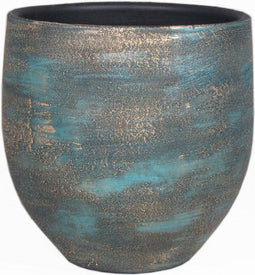 Pot madeira d17 h16 cm blauw goud keramiek