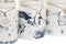 Pot voor Keukengerei DKD Home Decor Blauw Metaal Wit Dolomite Hout MDF 12 x 12 x 25 cm (3 Stuks)