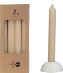 Potlood kaarsen set 4 stuks dia. 2.2 x H 20 cm creme