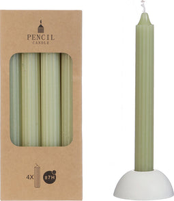 Potlood kaarsen set 4 stuks dia. 2.2 x H 20 cm groen