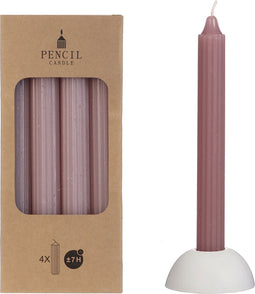 Potlood kaarsen set 4 stuks dia. 2.2 x H 20 cm mauve rose