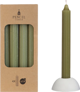 Potlood kaarsen set 4 stuks dia. 2.2 x H 20 cm mos groen