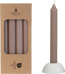 Potlood kaarsen set 4 stuks dia. 2.2 x H 20 cm taupe