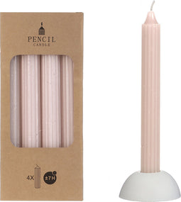 Potlood kaarsen set 4 stuks dia. 2.2 x H 20 cm wit roze