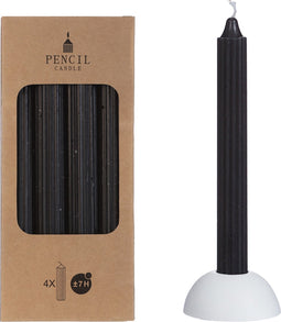 Potlood kaarsen set 4 stuks dia. 2.2 x H 20 cm zwart