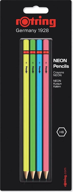 Potlood rotring woodcase neon hb 4stuks