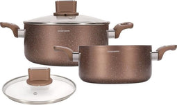 Pottenset - ARTHUR MARTIN - AM9820 - 20-24 cm met glazen deksel - Aluminium - Alle warmtebronnen inclusief inductie