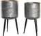 Pottenset DKD Home Decor Zwart Grijs 100 % Metaal (25 x 25 x 46 cm)