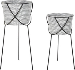 Pottenset DKD Home Decor Zwart Grijs Metaal Ijzer Vierkant 30 x 40 cm 37 x 37 x 82 cm (2 Stuks)