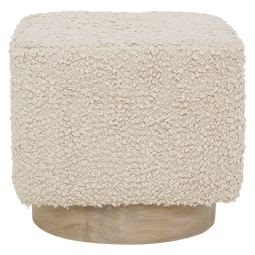 Pouf Kaura White / Cotton / mango wood