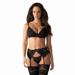 Kanten Ondergoed Set Obsessive 810-SEG-1 Zwart L/XL