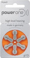 Power One P13 PR48 4606 oranje 1,45V Hoortoestel knoopcel - 6 batterijen
