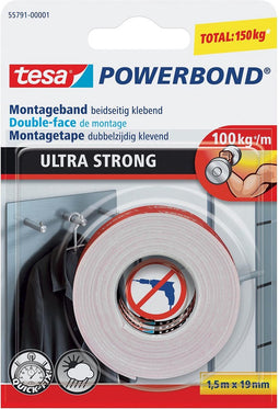 Powerbond dubbelzijdige plakband Tesa ultra 19mmx1.5m | 12 stuks