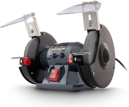 Powerplus POWE80080 Tafelslijpmachine - 150W - Ø150mm - Stofdichte schakelaar - Vonkvangers - Incl. 2 slijpschijven voor fijn en grof slijpen