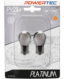Powertec PY21W / BAU15s 12V - Platinum Chroom - Set