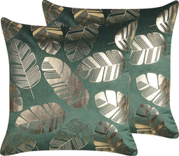 SUNFLOWER - Sierkussen set van 2 - Donkergroen - 45 x 45 cm - Fluweel