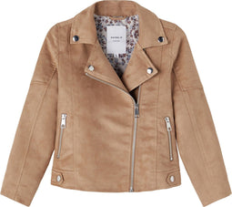 NAME IT NKFMINA - Faux Suede Biker Jack - Zilveren Details - Maat 140 (2022)