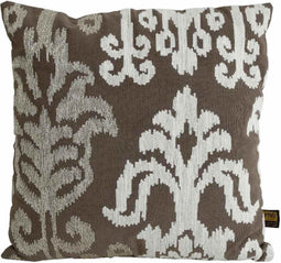 PTMD Cloe Taupe Cotton Cushion Antique Pattern Square L