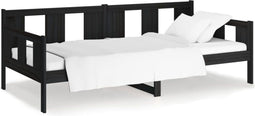vidaXL - Slaapbank - massief - grenenhout - zwart - 90x200 - cm