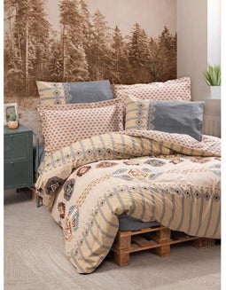 King Reinforced - Dekbedoekset - 1 dekbedovertrek 240 x 220 cm + 2 kussenslopen 60 x 60 cm - 100% katoen - Beige (2 stuks)