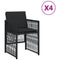 Tuinstoelen 4 st met kussens poly rattan zwart