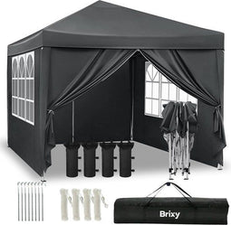 Brixy Partytent - Paviljoen - Easy Up - Opvouwbaar - Met Zijwanden - Waterdicht - Met Draagtas - 300