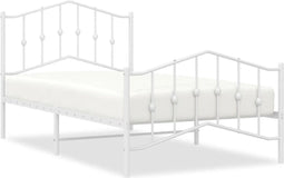 vidaXL - Bedframe - met - hoofd- - en - voeteneinde metaal - wit - 100x190 - cm