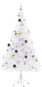 vidaXL - Kunstkerstboom - met - verlichting - en - kerstballen - 150 - cm - wit
